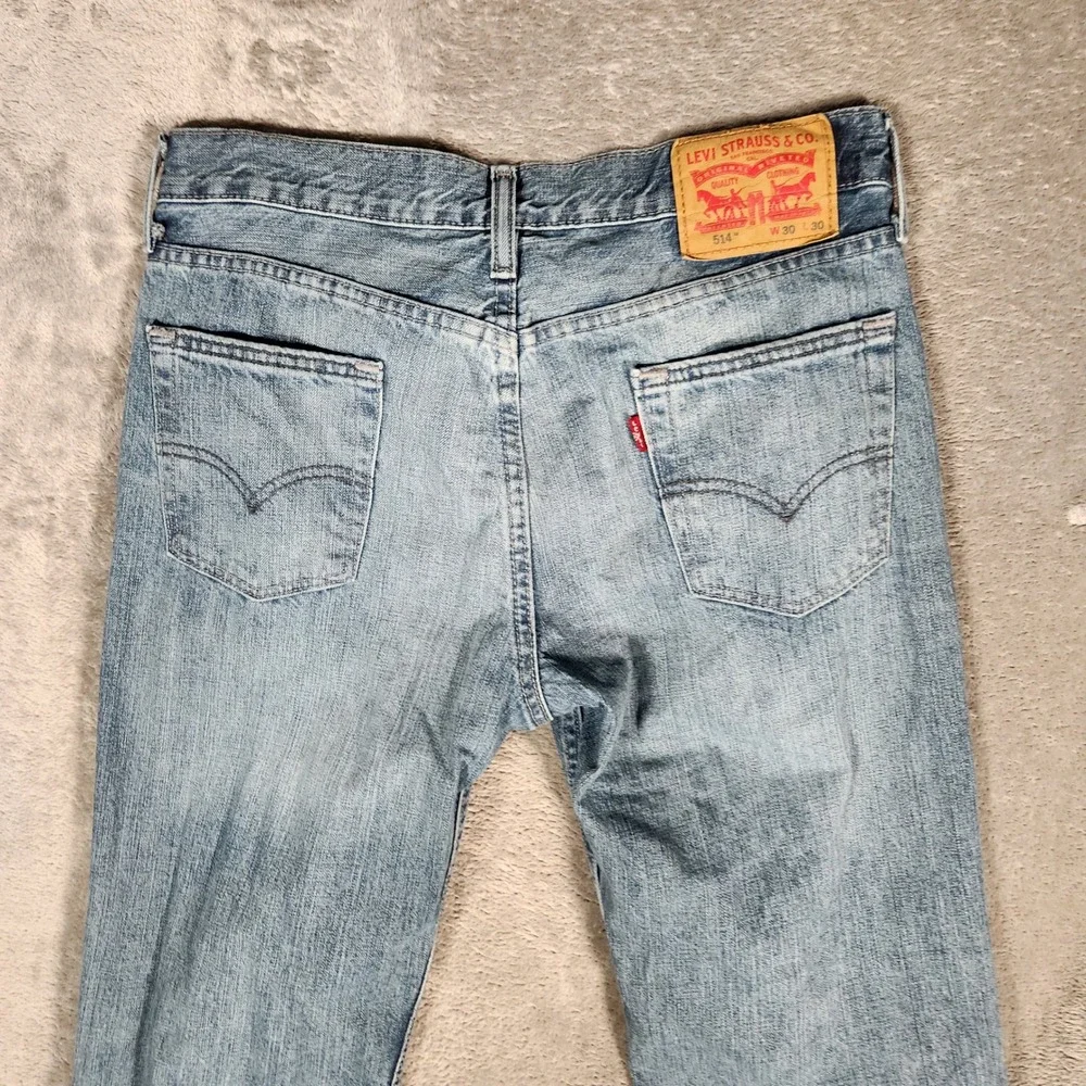 Levi's 514 Jeans Men's 30X30 Blue Straight‎ Fit Light Wash Denim 00514-0540